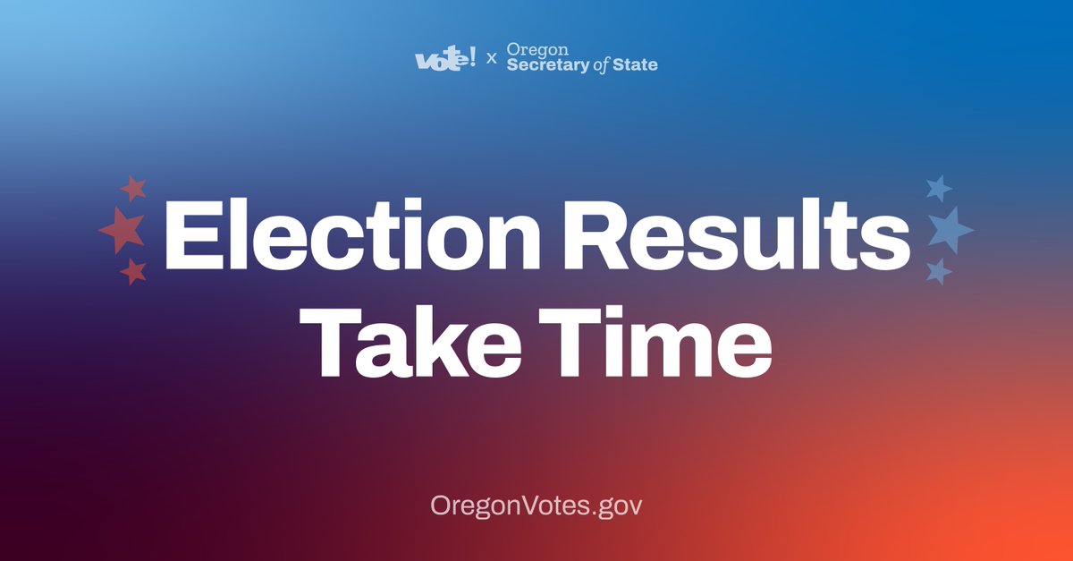 Eager for election results? As election officials, our priority is to get the results right, not get them fast. Oregon's postmark law says ballots cast on time (postmarked on or before Nov 5) are on time even if they arrive at elections offices up to 7 days after Election Day.