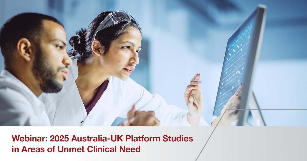 Researchers 👩🏻‍🔬👨🏻‍🔬 have you heard about the 2025 Australia-UK Platform Studies in Areas of Unmet Clinical Need grant opportunity and want to know more? Join our webinar.

📅 19 November 2024
🕕 7:00 pm (AEDT)

💻 nihr.ac.uk/funding/austra… 

#MRFF #NHMRC