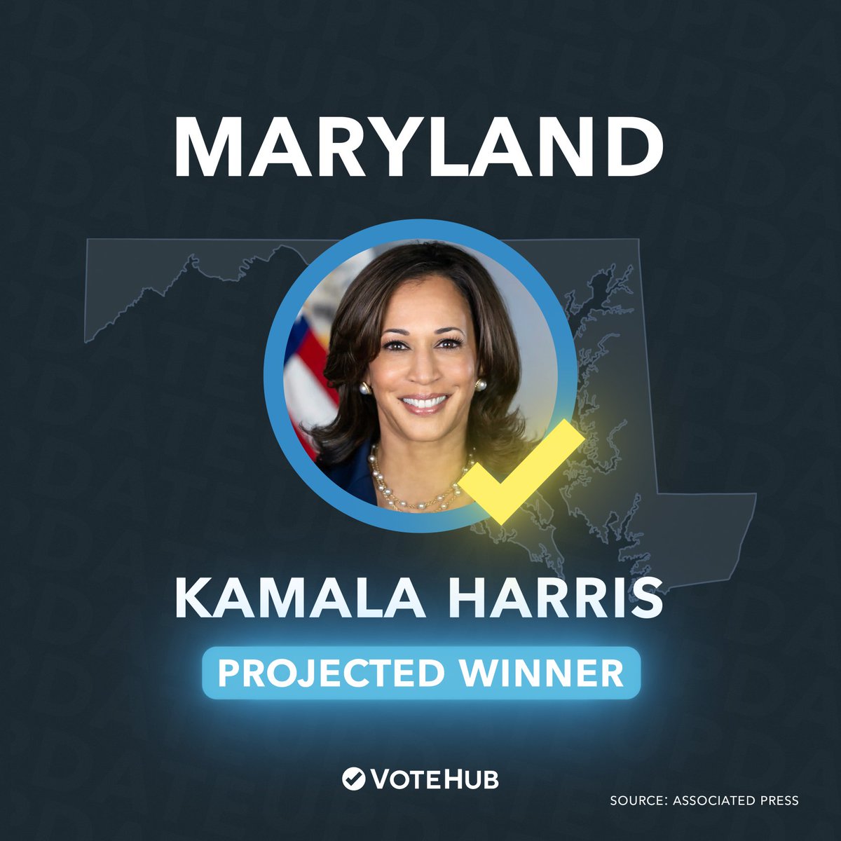 🚨 RACE PROJECTION

Kamala Harris is projected to win Maryland, claiming its 10 electoral votes.