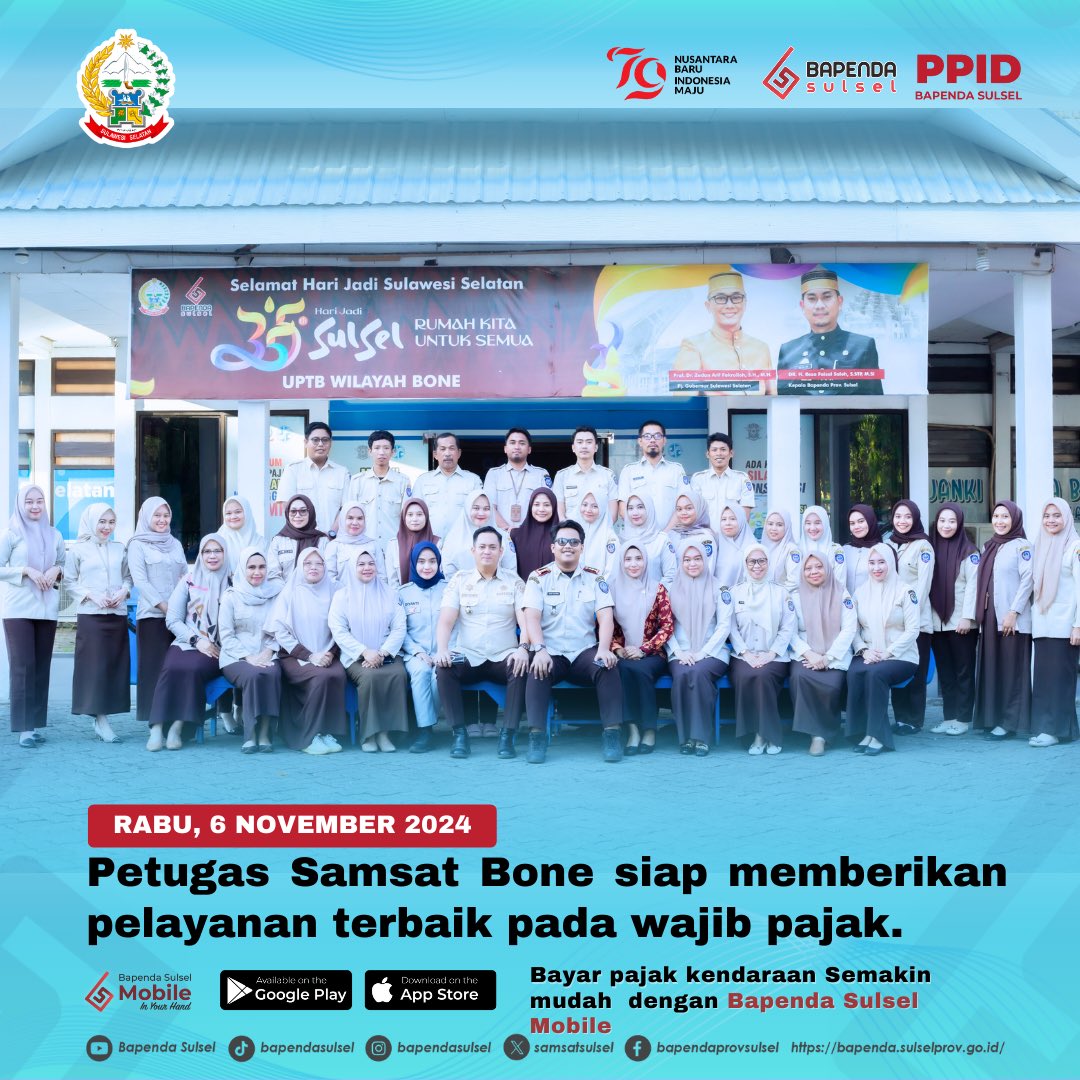 Petugas Samsat Bone siap memberikan pelayanan terbaik pada wajib pajak. Bayar ki pajak kendaraan ta sebelum jatuh tempo.