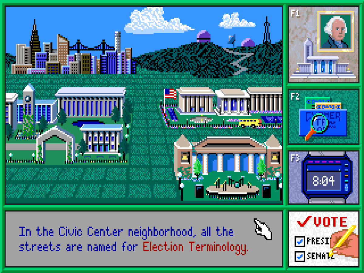 dosnostalgic's tweet photo. The Secret Codes of C.Y.P.H.E.R.: Operation U.S. Presidents (Tanager Software Productions, 1992) #DOSGameScreenADay https://t.co/rpR022HxuL