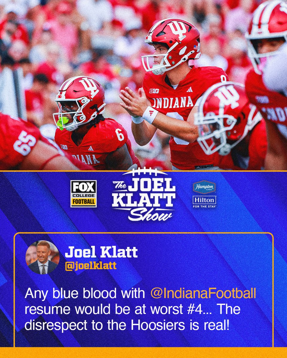 JoelKlattShow's tweet photo. The Hoosiers deserve better 😤

Do you agree with @joelklatt? https://t.co/osdSXZyyfn