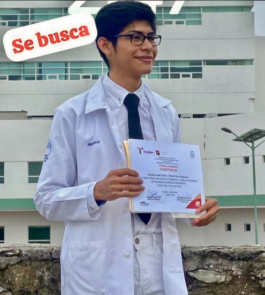 MrDoctorOficial's tweet photo. ⚠️Christian de Jesús Rojas Martínez tiene 24 años y es originario de 📍Tampico, Tamaulipas

👉🏼Es estudiante de la Facultad de Medicina del Instituto de Ciencias y Estudios Superiores de Tamaulipas, A. C. https://t.co/Job78BbuwK