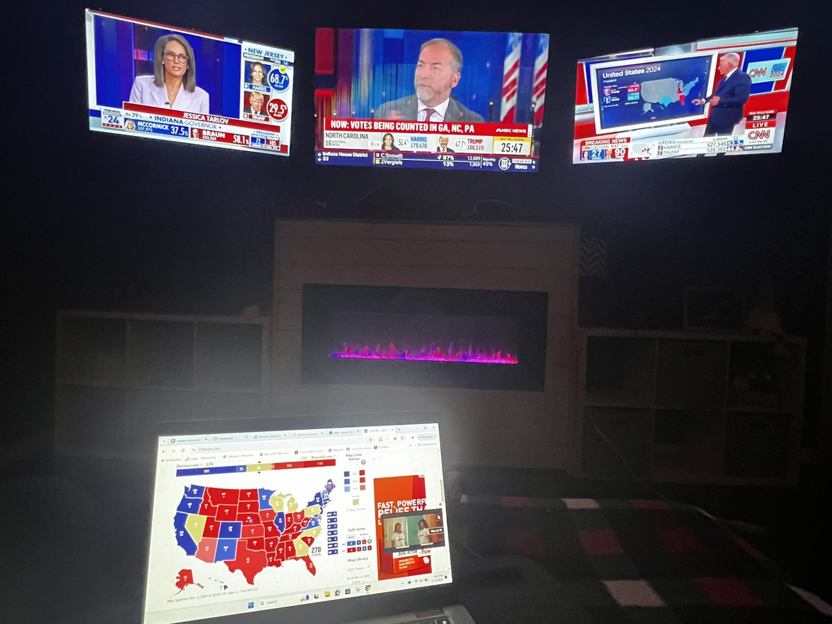 MrsStrole's tweet image. On most night’s the “man cave” is saved for 🎮&amp;amp;sports… but on election night it turns into my “war room”. Election night makes my government teacher&amp;amp;math teacher ❤️ 😃 . 💙 🦻🏼 Hamilton County, IN data discussed nationally. #seeingmath #datatalks
