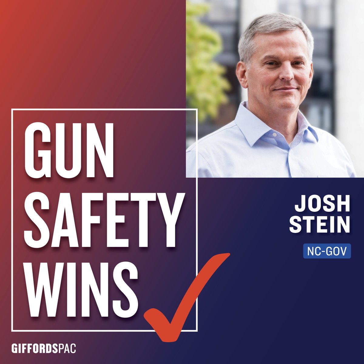 GIFFORDS_org's tweet photo. North Carolina's next governor is another gun safety champion! As AG, @JoshStein_ defended lifesaving laws and fought against the proliferation of ghost guns.

Now he'll lead the fight for universal background checks and safer schools from the governor's mansion. #GunSafetyWins https://t.co/vTybAtyd1C