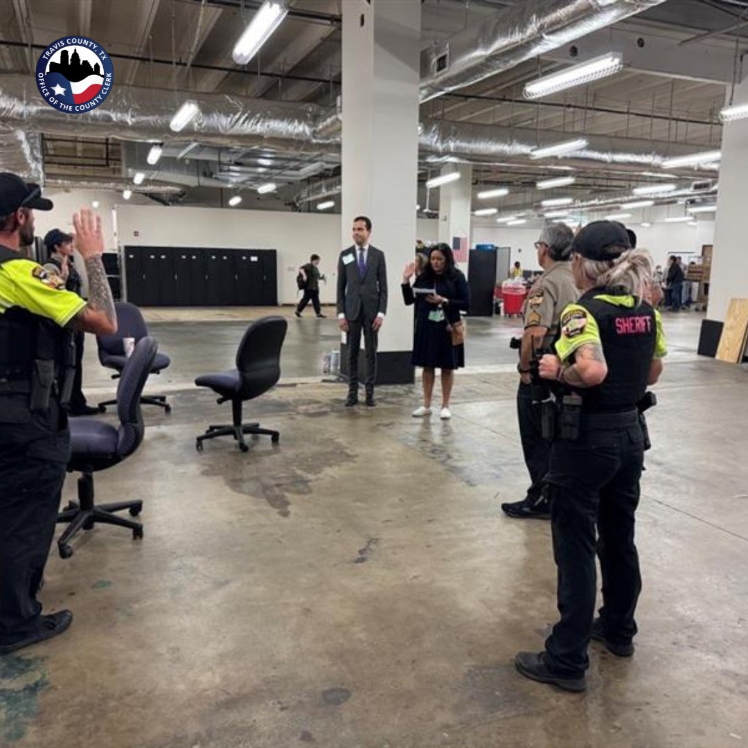 Travis County Clerk Dyana Limon-Mercado just swore in the Deputy Constables &amp; Sheriffs Deputies responsible for providing election night security &amp; the Central Receiving Workers responsible for the intake of supplies.

#Election2024 #ElectionDay #ElectionNight #TravisCounty