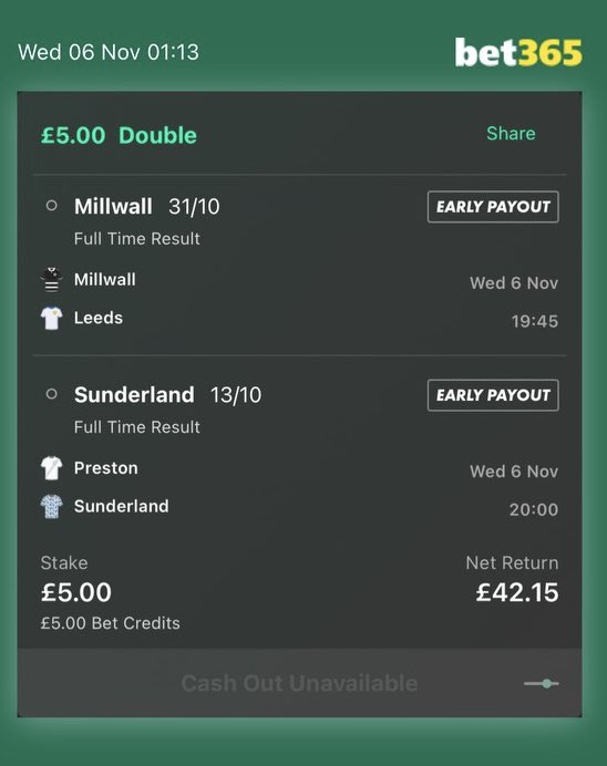 5 Pounds Free Bets well used. 🤑🤑🤑🤑🤑.  
C’mon Millwall <a href="/leohjelde/">leo fuhr hjelde</a> <a href="/DuncanWatmore94/">Duncan Watmore </a> ha’way the lads 🔴⚪️