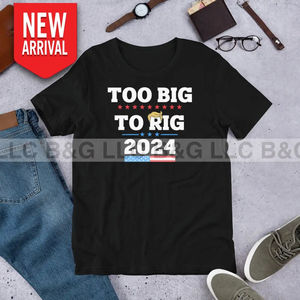 RealGourmetShyt's tweet image. **Too Big To Rig" Unisex T-shirt **

Show your support with the "Too Big To Rig" tee – bold, funny, and Trump-approved!

🛒 **Shop now:** [Cheapfunnytshirts.com](Cheapfunnytshirts.com)

#Trump2024 #ElectionHumor #ConservativeStyle #FunnyTees #PoliticalSwag