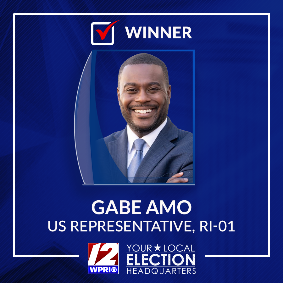 wpri12's tweet photo. Rep. Gabe Amo has been reelected to represent Rhode Island District 1 in the U.S. House, WPRI 12 projects. #YourLocalElectionHQ
Track the real-time election results here: https://t.co/oeox3VJhCz https://t.co/Hy99Hre01S