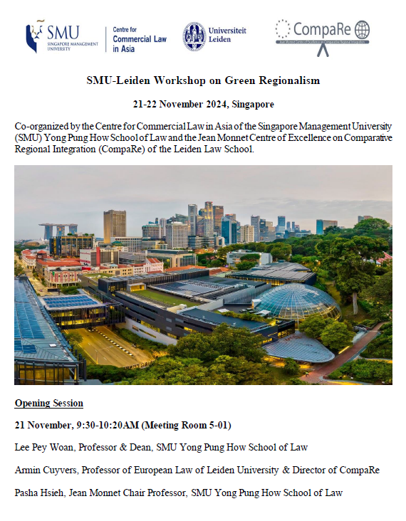 Pasha L. Hsieh (@pashahsieh) on Twitter photo Very delighted to organize the SMU-Leiden Workshop on 🍏Green Regionalism with colleagues at <a href="/SgSMUYPHSL/">SMU Yong Pung How School of Law</a> 🇸🇬 <a href="/LeidenLaw/">Leiden Law School</a> 🇪🇺🇳🇱; Tentative Program, linkedin.com/feed/update/ur… Very delighted to organize the SMU-Leiden Workshop on 🍏Green Regionalism with colleagues at <a href="/SgSMUYPHSL/">SMU Yong Pung How School of Law</a> 🇸🇬 <a href="/LeidenLaw/">Leiden Law School</a> 🇪🇺🇳🇱; Tentative Program, linkedin.com/feed/update/ur…