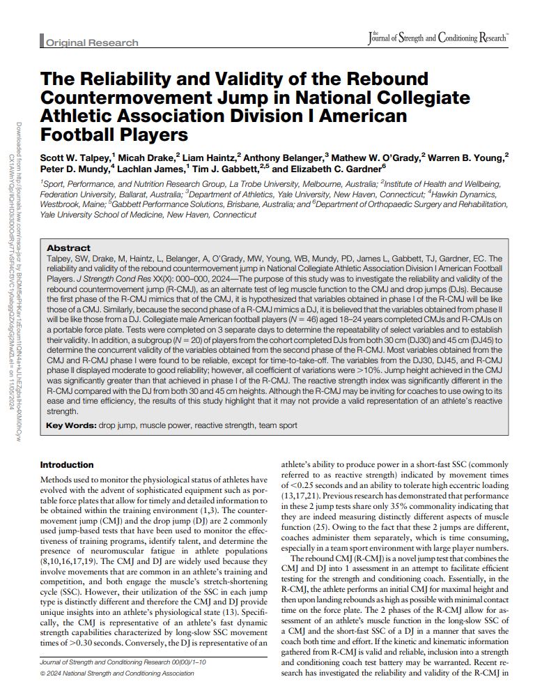 Scott Talpey PhD (@s_talps) on Twitter photo Now published in <a href="/JSCRonline/">Journal of Strength and Conditioning Research</a>. An example of how coaches, clinicians, researchers and students can collaborate on a research project to answer a question that impacts practice. If using the CMJ-R in practice, extensive familiarization is necessary. journals.lww.com/nsca-jscr/full… Now published in <a href="/JSCRonline/">Journal of Strength and Conditioning Research</a>. An example of how coaches, clinicians, researchers and students can collaborate on a research project to answer a question that impacts practice. If using the CMJ-R in practice, extensive familiarization is necessary. journals.lww.com/nsca-jscr/full…