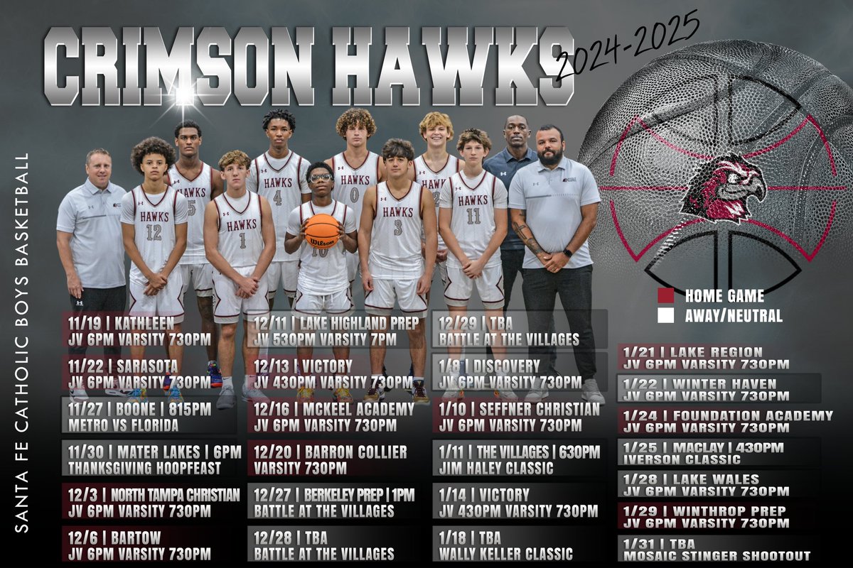 Excited for a great season with a challenging schedule and an incredible group of hard working student-athletes!

Compete for each other, love us!

Go Hawks!
