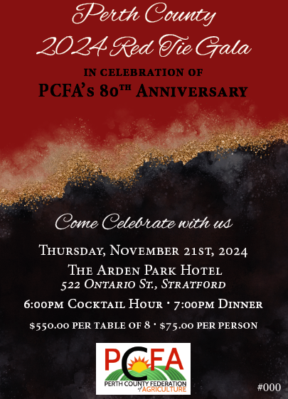 PerthCountyAg's tweet image. We're just 2 weeks away from our annual Harvest Red Tie Gala! Have you got your tickets? The deadline to reserve yours is Wednesday November 13th! Book them by calling 1-833-229-6834, emailing perthcountyfedofag@gmail.com or talking to a director. Get yours before they're gone!