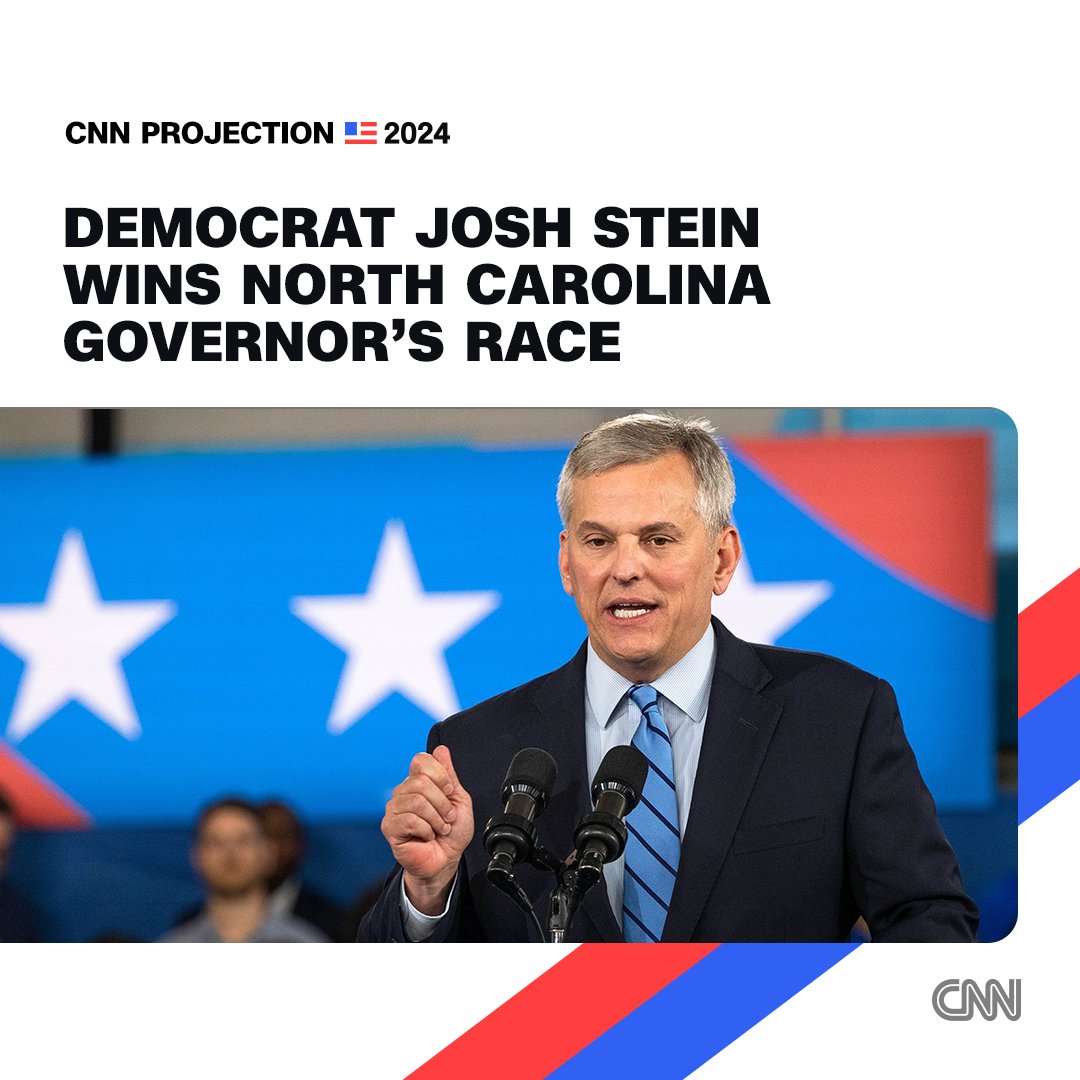 Democrat Josh Stein will defeat scandal-ridden Republican nominee Mark Robinson to win North Carolina's gubernatorial race, CNN projects cnn.it/3YvIZRA