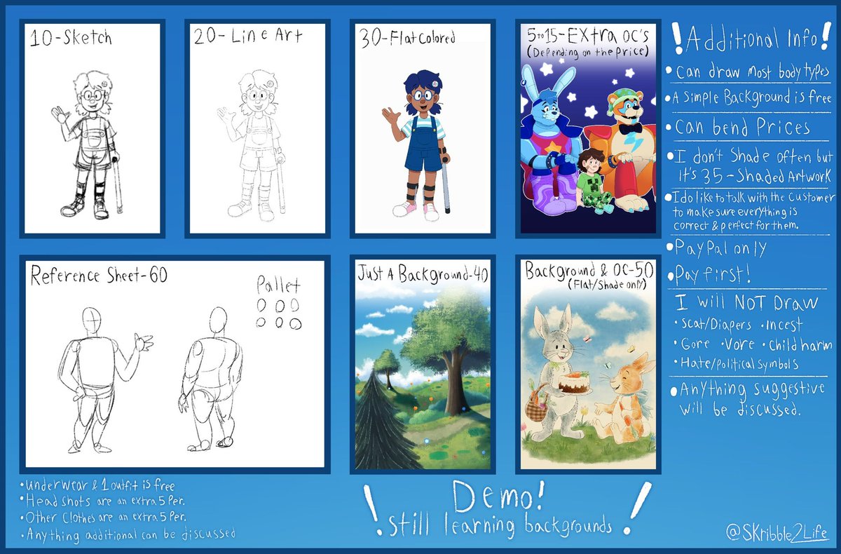 Skribble_2_Life's tweet photo. 🌟!Commissions are open!🌟

6️⃣Slots open!
Send me a Dm &amp; you’ll be part of the Queue!

Please read information below before buying https://t.co/RTk54fj56H