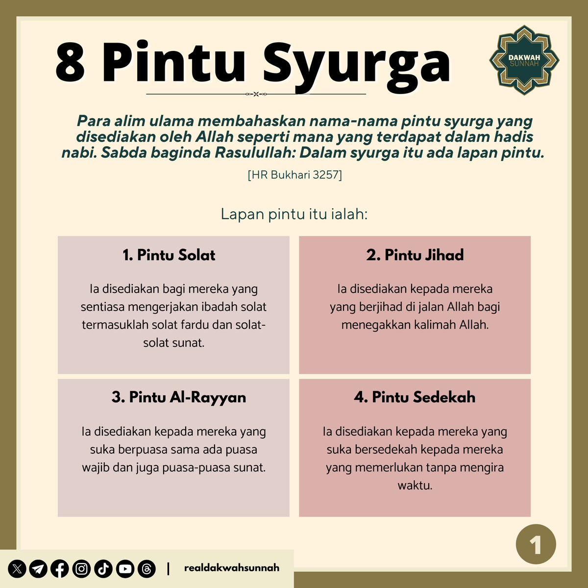 dakwahsunnah_'s tweet photo. Langkahmu hari ini tentukan pintumu esok. Syurga itu dekat bagi yang mencari. ❤️
#dakwahsunnah #islam #dakwah #syurga #pintu #ulama https://t.co/iTwZUWQ6uw