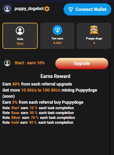 puppydogefun's tweet photo. Discover Puppydoge  – Maximize Your Earnings! 🐶

Puppydoge is a platform that enables daily income through tasks and a rewarding referral program. Here’s a quick look at its top features:

Roles and Upgrades: Start with Role Start to earn 10% per task, and upgrade to Role Base (50%), Role Silver (70%), or Role Gold (90%) to increase rewards.

Referral Rewards: Earn 40% from each friend’s role upgrade and 5% from every task or Puppydoge purchase made by referrals, creating a steady passive income.

Mining Speed (GH/s): With mining speeds from 10 GH/s to 100 GH/s (coming soon), you can earn Puppydoge faster and boost your income.

Join Puppydoge Bot to start earning today! 
#puppydoge, #doge #TON
