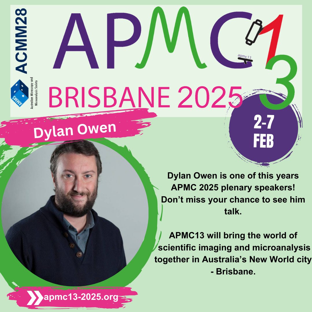 Louise Cole (@colelouiseuts) on Twitter photo Thrilled that Prof. Dylan Owen (UK) will give plenary talk: "A community-based, collaborative approach to single-molecule superresolution microscopy" at apmc13-2025.org in Brisbane Feb 2-7 2025. Earlybird Reg ends: 13 Nov 2024. Abstracts still accepted. <a href="/AustralianMMS/">Australian Microscopy and Microanalysis Society</a> Thrilled that Prof. Dylan Owen (UK) will give plenary talk: "A community-based, collaborative approach to single-molecule superresolution microscopy" at apmc13-2025.org in Brisbane Feb 2-7 2025. Earlybird Reg ends: 13 Nov 2024. Abstracts still accepted. <a href="/AustralianMMS/">Australian Microscopy and Microanalysis Society</a>