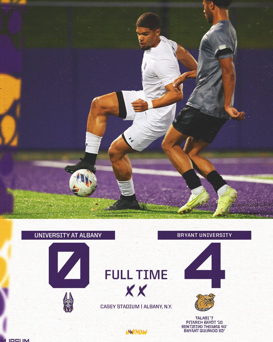 FINAL:// UAlbany 0, Bryant 4

#UAUKNOW #UAlbanyFutbol
