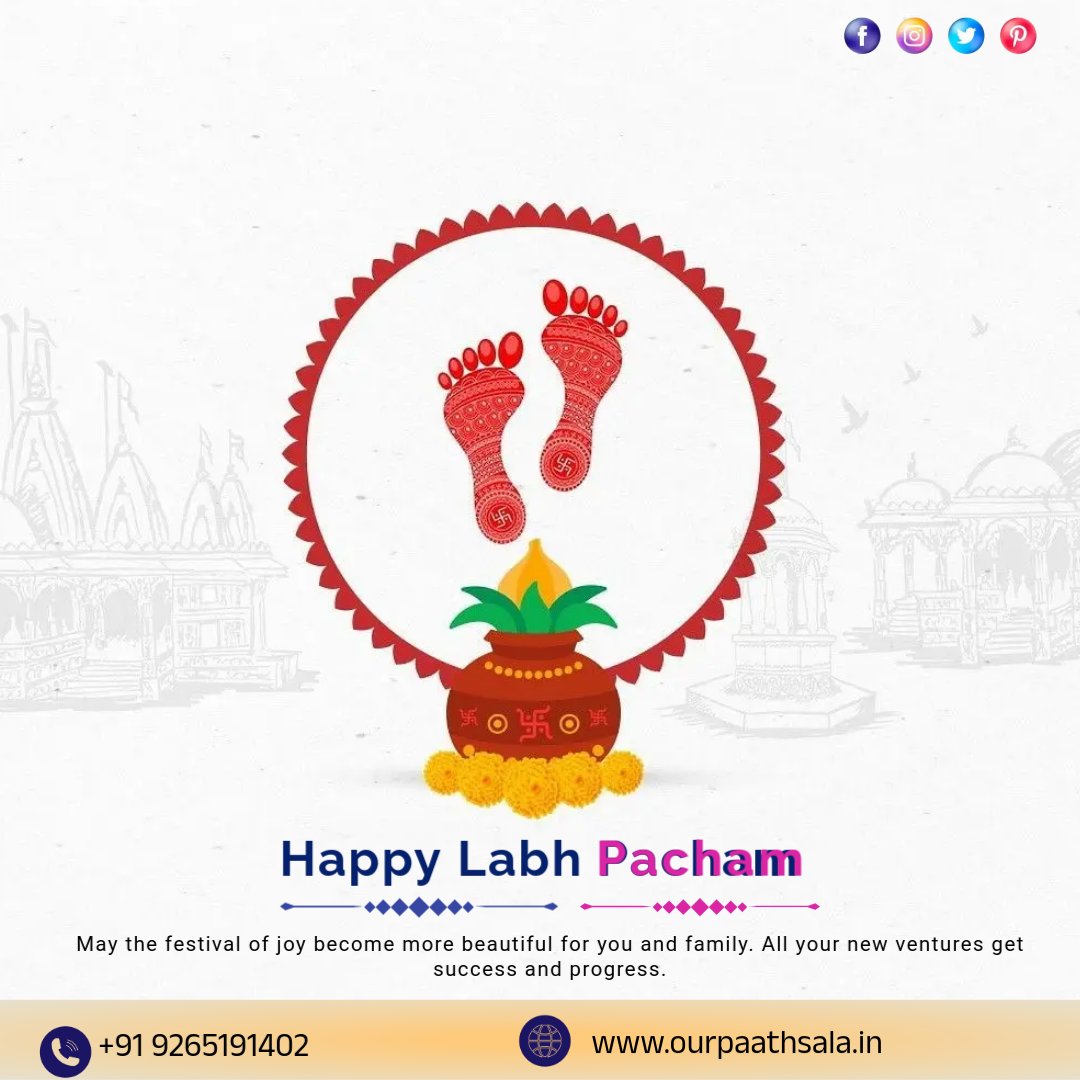 Our_paathsala's tweet photo. On this auspicious day of Labh Pancham, may new opportunities knock at your door and success shine upon you. ✨ #FestiveGreetings #Prosperity https://t.co/a5SVGM5ncS