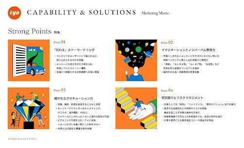 ／
📢TYO のコンテンツ・ソリューション
＼
#TYO は、CM制作40年以上の歴史と80人超のプロデューサーを擁するコンテンツプロデュースカンパニーです✨
多様な強みを活かし、年間800以上のプロジェクトを手がけています💪🎬

#TYOinc #CM制作 #広告 #映像制作📷
#テレビCM #MV  #マーケティングムービー