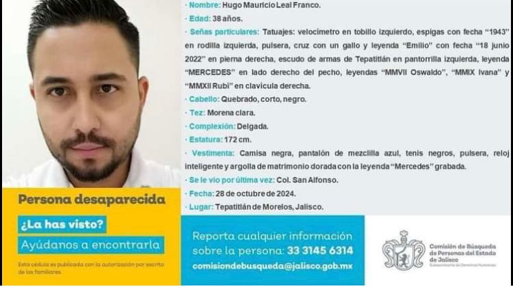 Un gran favor: ayúdenme a compartir la cédula de Hugo Leal, enfermero que trabaja en Tepatitlán, Jalisco. Su hija de doce años fue testigo de la privación de la libertad  y está muy afectada <a href="/GobiernoTepa/">Gobierno de Tepatitlán de Morelos, Jalisco. México</a> <a href="/GobiernoJalisco/">Gobierno de Jalisco</a> <a href="/FiscaliaJal/">Fiscalía del Estado de Jalisco</a>