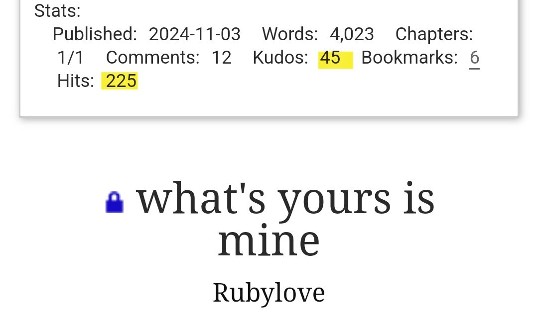 Ruby_though's tweet image. It is absolutely wild to me how steady the 5:1 hits:kudos ratio is holding. Like I checked on it a few times today and every single time the ratio was within +/-.1. Unbelievable. Look at this.