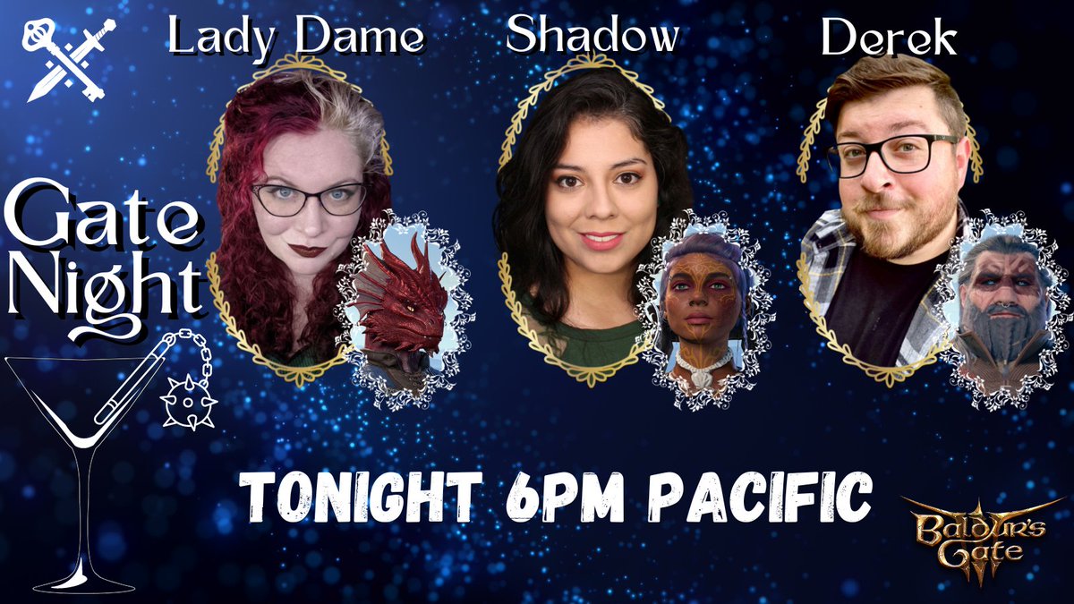 Gate Night is back tonight and we are all hot and bothered with a special Karlach scene lined up. Not to mention plenty of Shadowland exploration and combat. So join <a href="/TheLadyDame/">🦊Lady Dame🦊</a> , <a href="/ShadowSilvia_/">ShadowSilvia</a> , and <a href="/DSword16/">Derek Sword</a> as they continue in Baldur's Gate III!

twitch.tv/sword_and_key