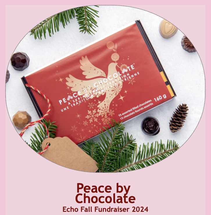 echowomenschoir's tweet photo. Peace by Chocolate Fundraiser

Place your orders by Nov. 18!

Echo is proud to be partnering again with
Peace by Chocolate founded by a Syrian family and supporting  a range of non profit organizations.  Some funds raised also will go to Echo: visit https://t.co/GbO7hfF3Vq https://t.co/RjdWGeo6w2