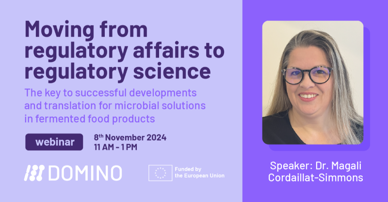 SciFoodHealth's tweet photo. Join Dr. Magali Cordaillat-Simmons on Friday, Nov 8, 11AM-1PM for a webinar on "Moving from Regulatory Affairs to Regulatory Science." 

Open to all, this event is part of the #DominoEU project and the launch of the DOMINO Stakeholder Forum.🔬👩‍🔬