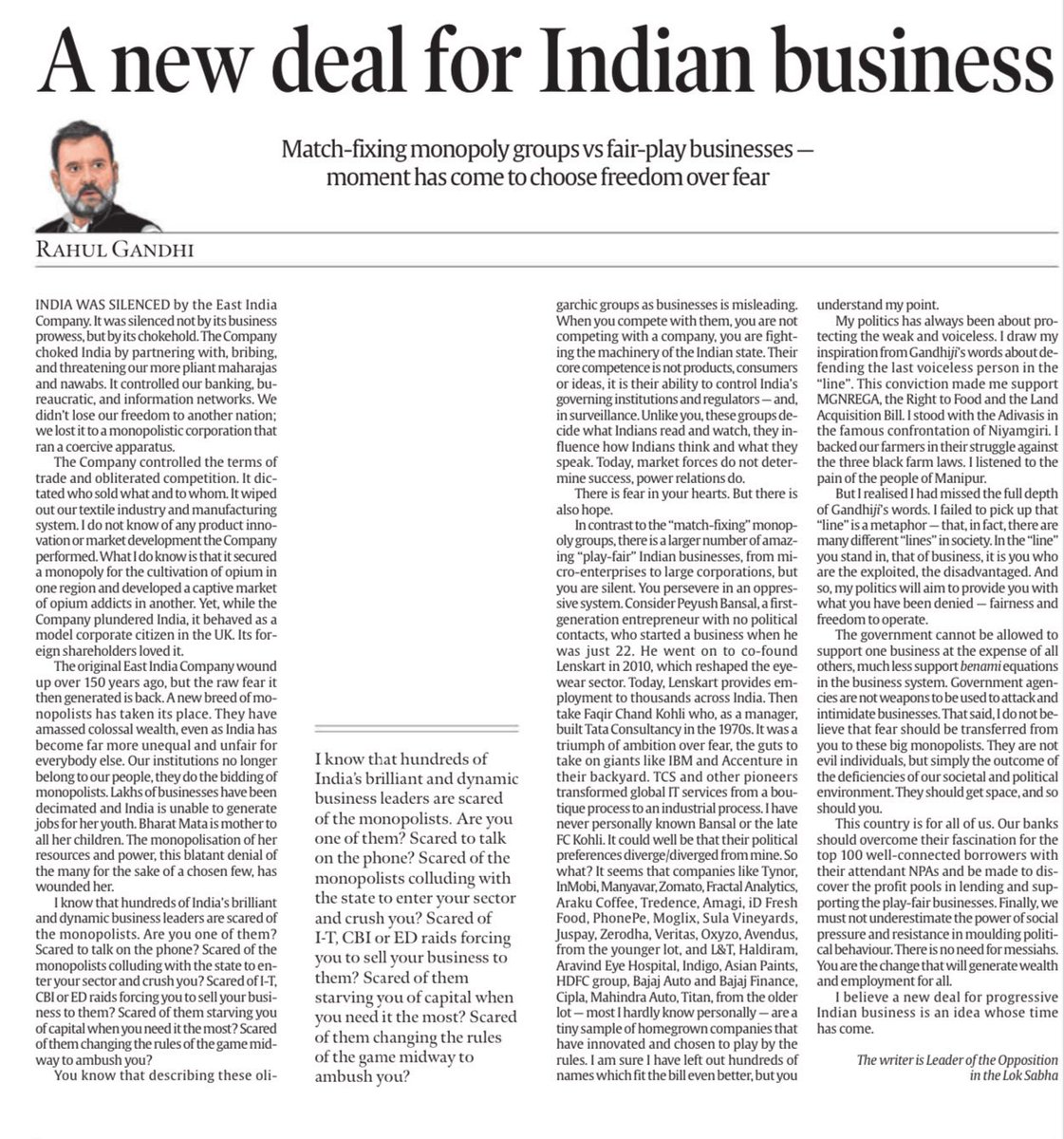 sachinrupal's tweet image. “A new breed of monopolists has taken place. They have amassed colossal wealth, even as India has become far more unequal and unfair for everyone else. 

Our institutions no longer belong to our people, they do the bidding of monopolists.”