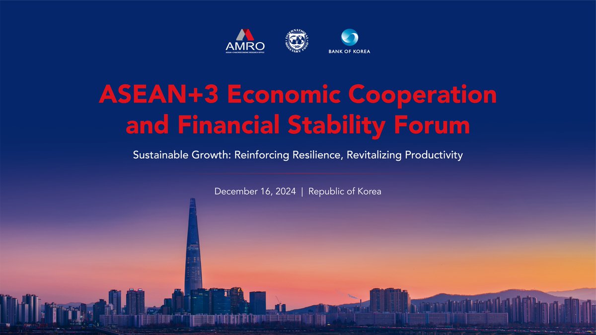 amro_asia's tweet photo. Save the Date! The ASEAN+3 Economic Cooperation and Financial Stability Forum #AMROforum is happening on 🗓️ 𝗗𝗲𝗰 𝟭𝟲! 🔗Register now: https://t.co/0DyMW4QrXF
Under the theme 𝗦𝘂𝘀𝘁𝗮𝗶𝗻𝗮𝗯𝗹𝗲 𝗚𝗿𝗼𝘄𝘁𝗵: 𝗥𝗲𝗶𝗻𝗳𝗼𝗿𝗰𝗶𝗻𝗴 𝗥𝗲𝘀𝗶𝗹𝗶𝗲𝗻𝗰𝗲, 𝗥𝗲𝘃𝗶𝘁𝗮𝗹𝗶𝘇𝗶𝗻𝗴 𝗣𝗿𝗼𝗱𝘂𝗰𝘁𝗶𝘃𝗶𝘁𝘆, the 3rd edition of the AMRO Forum gathers policymakers, academics, economists and analysts to discuss near-term risks and challenges to the #ASEANplus3 region’s outlook and macro-financial stability. 🌱✨
The event is brought to you by AMRO, in collaboration with @IMFNews and Bank of Korea @bok_hub. Join us online!
👉 Learn more about the event: https://t.co/ZzzdoBlxad