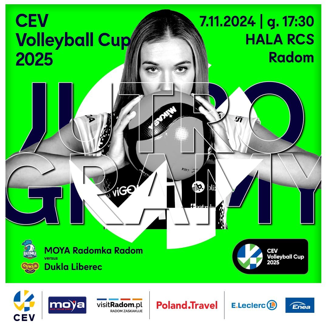 💥 #JutroGramy 💥

Już jutro pierwszy mecz w CEV Volleyball Cup 🏆🏐

ℹ️ CEV Volleyball Cup 
📅 07.11.2024
⏰ 17:30
🆚 VK Dukla Liberec
🏟 Hala RCS
📺 Transmisja na sportowych kanałach Polsat

#PolandTravel | #VisitRadom | #cevvolleyball | #EuropeanVolleyball |