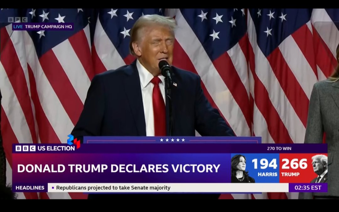 He's making his victory speech. Is it over? He's not at 270 yet but is it an inevitable conclusion now?