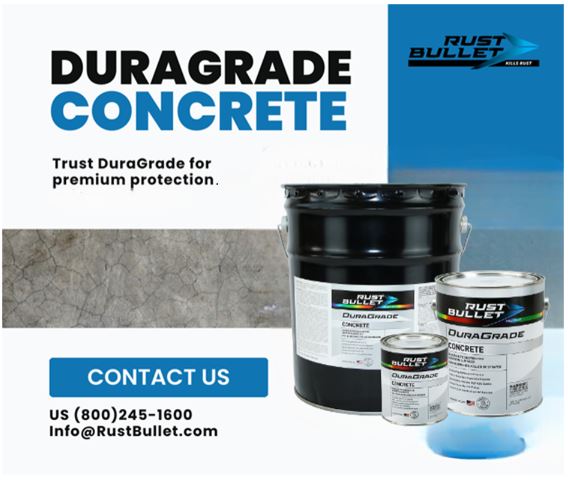 Discover #DuraGradeConcrete: A superior #protectivecoating for concrete surfaces, offering high adhesion and resistance to scratches, chips, chemicals, and UV rays. This innovative formula requires no primer, basecoat, or topcoat. rustbullet.com/product-catego…