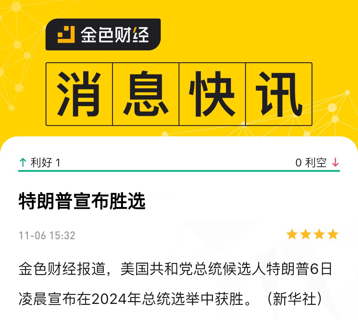 特朗普获胜了，接下来我要抽奖喽。 截止明天12点，准时开奖。