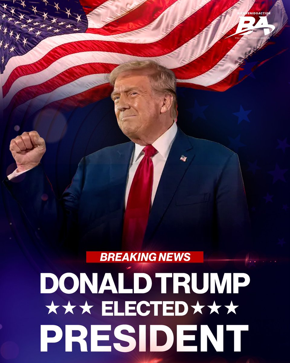 Welcome back Mr. President! Donald Trump ELECTED PRESIDENT of the United States of America 🇺🇸 

Hispanic showed up and our voices were heard throughout the nation. ¡Vamos!