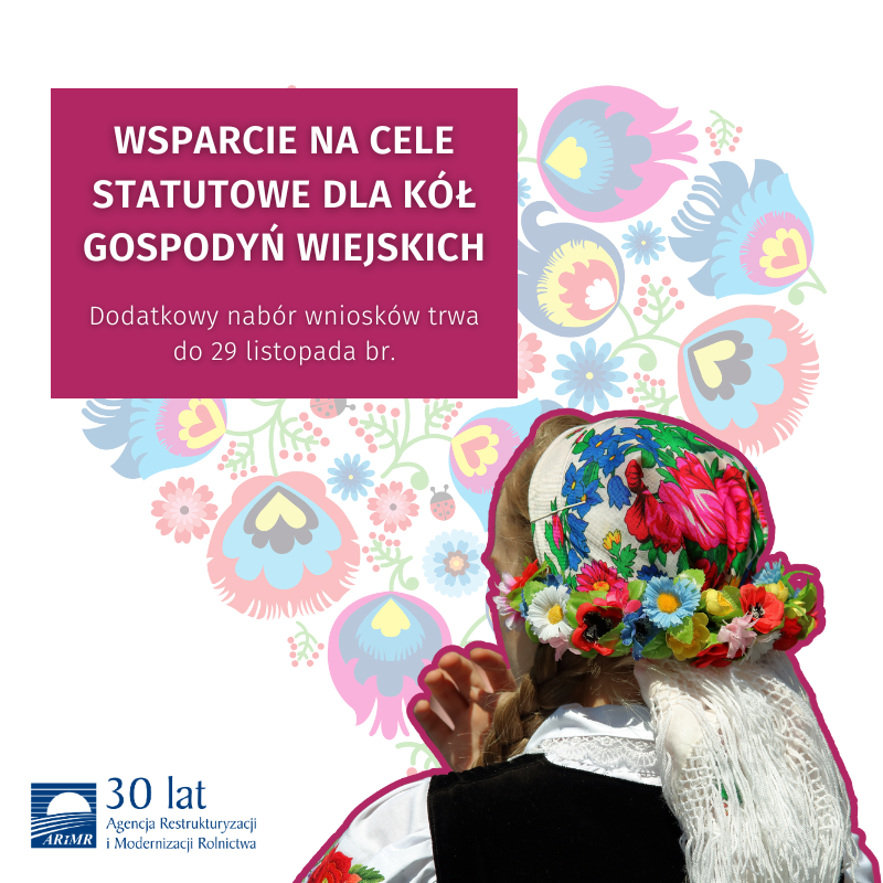 ARiMR_GOV_PL's tweet photo. 📅👩‍🍳👩‍🎨Do 29 listopada 2024 r. koła gospodyń wiejskich, którym nie przyznano w tym roku wsparcia na działalność statutową, mogą się starać o środki na realizację związanych z nią celów.
📑Wnioski przyjmują biura powiatowe #ARiMR.
👉https://t.co/pJKz9pIwyU https://t.co/1hntVTkdg4