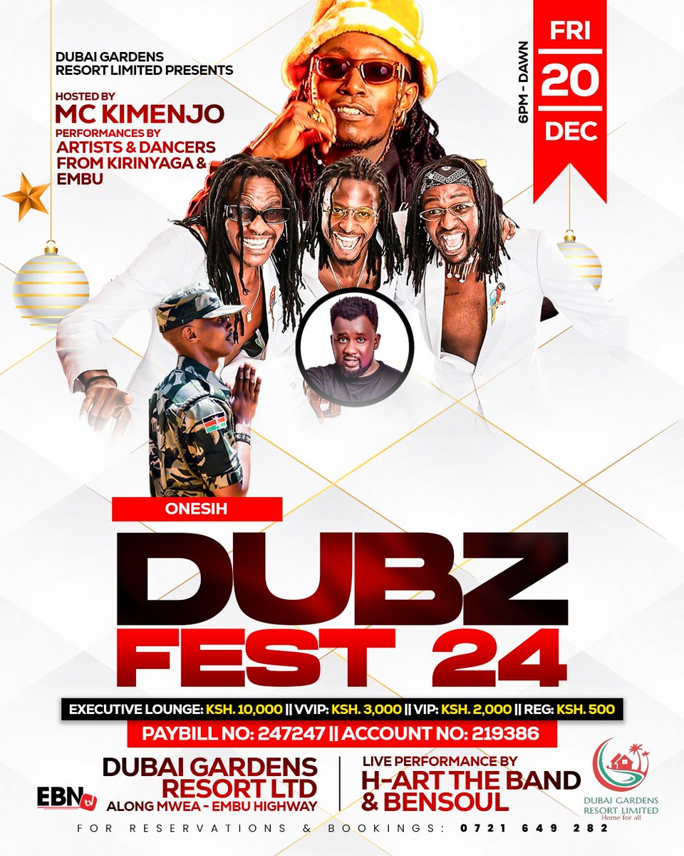 Onesih254's tweet photo. 20th December 2024, All Roads Lead To Dubai Gardens Resort For An Exciting Experience. I'll Be Performing, See You There Fam 🔥. Check Poster For More Details...
#TheKirinyagaChamp👑 #USAElection2024 https://t.co/SkkJE6I7W5