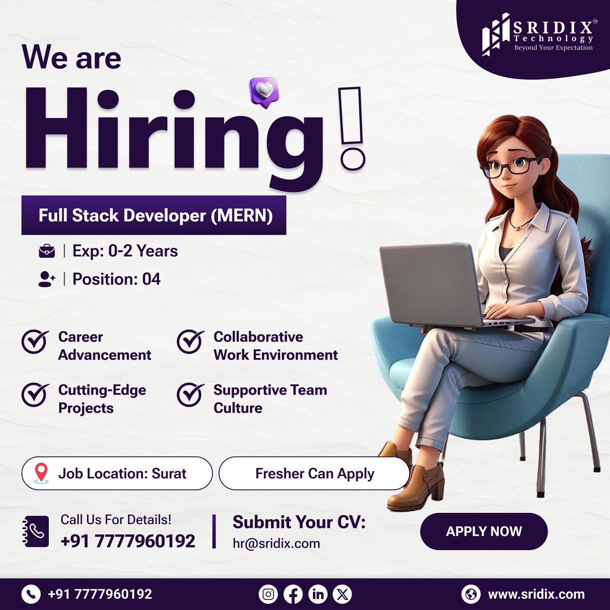 SridixTech's tweet photo. 🚀 Join Our Team! We're Hiring a Skilled MERN Stack Developer 💻✨
Ready to elevate your coding career?  Apply now and become part of our dynamic and innovative environment! 🚀
.
.
.
#MERNStack #FullStackDeveloper #JoinOurTeam  #WeAreHiring #SridiXTechnology https://t.co/INoQyEr0Yj