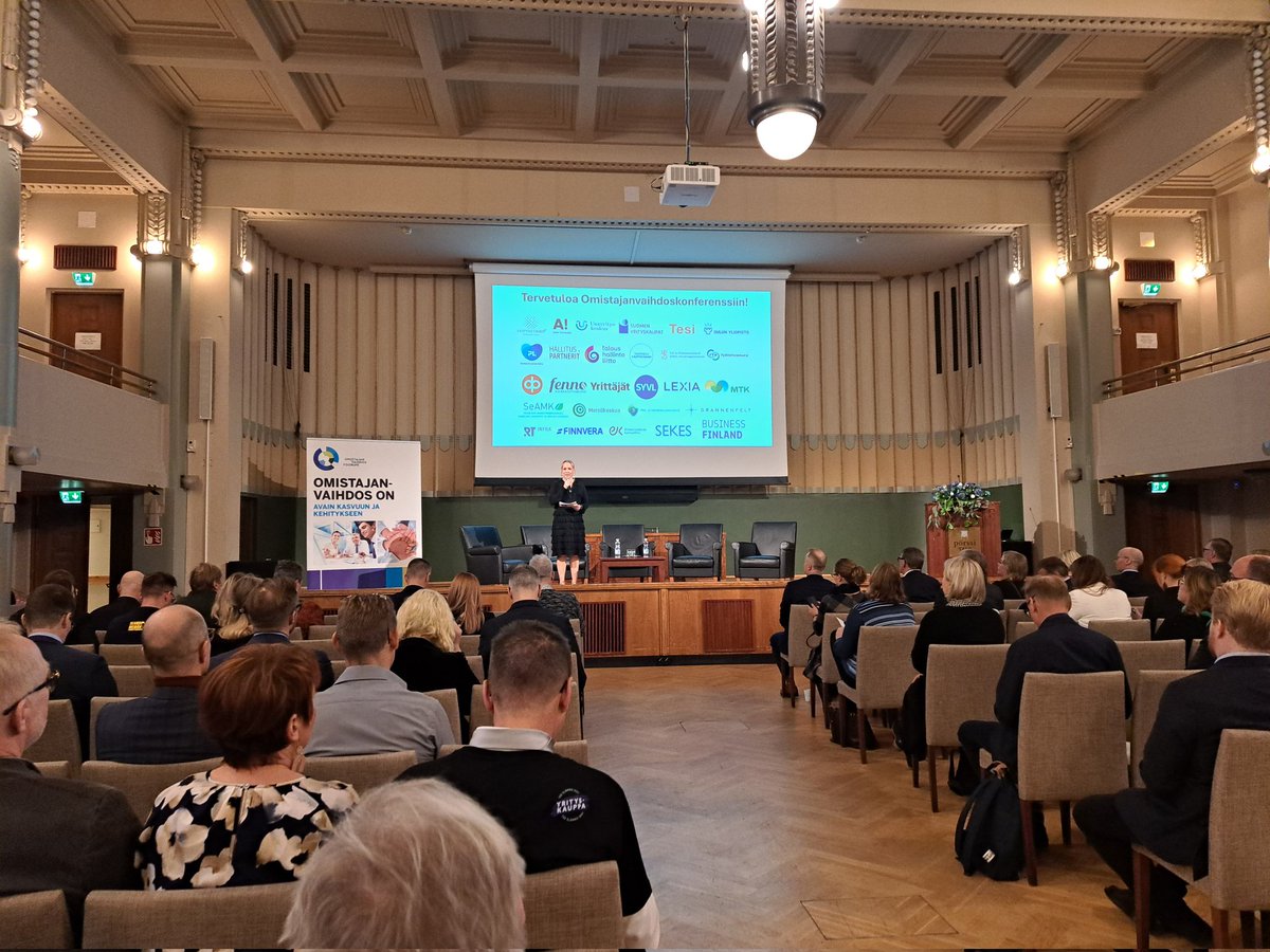 Omistajanvaihdosviikko huipentumassa #omistajanvaihdoskonferenssi2024 Helsingin Pörssitalossa. Nostettava enemmän esille mahdollisuuksia uhkien sijaan. <a href="/metsakeskus/">Suomen metsäkeskus</a> #metsaala #yrittaja