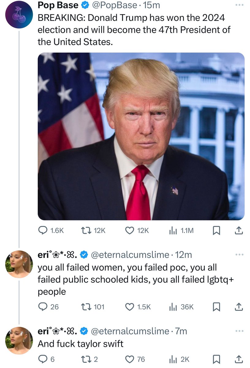 trump wins: “you all failed women” 

next breathe: “btw fuck THIS woman” 

this is literally mental illness