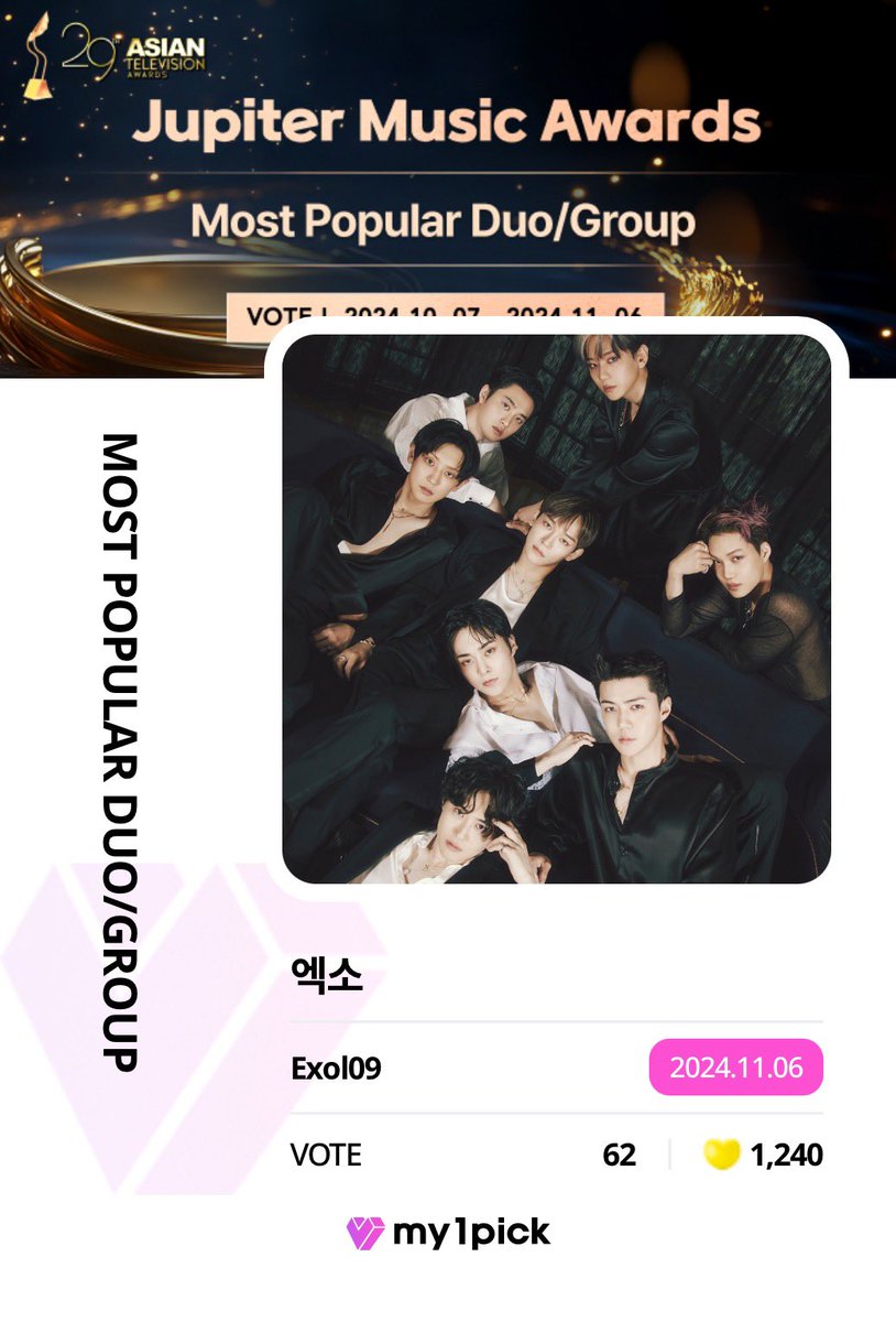 onlylegendsExo's tweet photo. EXOLS VOTE FOR EXO ON MY1Pick
#weareoneEXO #voteforExo https://t.co/m6eySJCeja