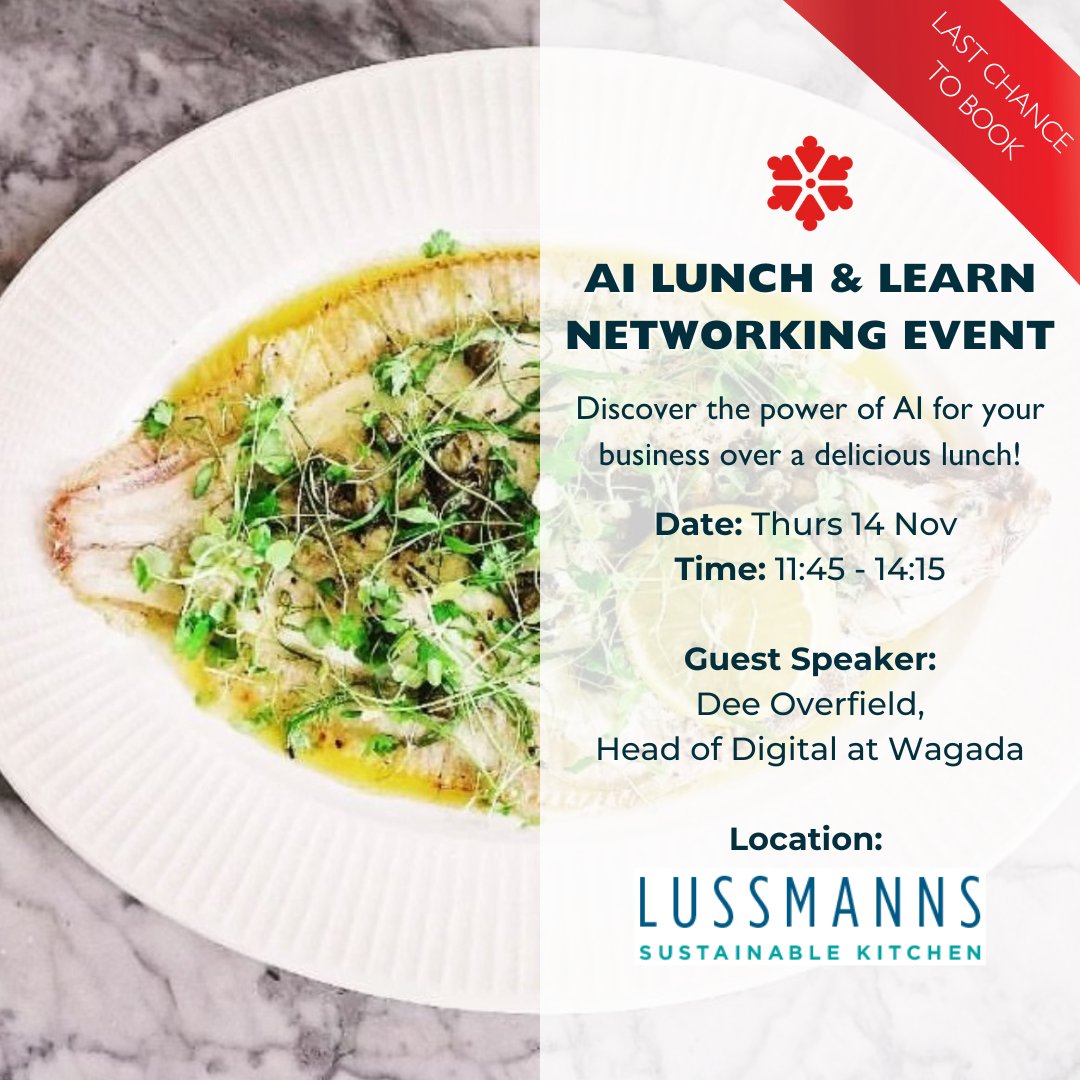 ⏰ Last chance to book your spot! ⏰

With a delicious seasonal lunch at Lussmanns St Albans, expert AI insights from Dee Overfield, and a relaxed networking vibe, this is the perfect event for #StAlbansBusiness to inspire your next big move.

👉 Book now: heyor.ca/XU9vUt
