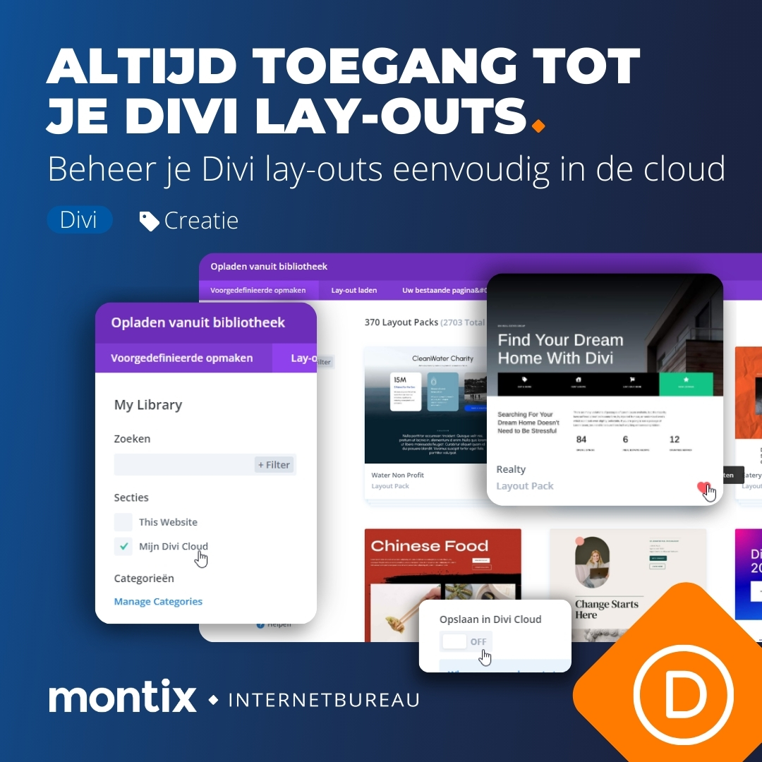 MontixNL's tweet photo. Divi Cloud maakt websitebeheer eenvoudiger met veilige online opslag voor al je lay-outs. Wij zorgen voor de technische support! 👉 https://t.co/24MAX1JK0x #DiviCloud #ICTSupport #Webdevelopment #WordPress https://t.co/EhTzn431PD
