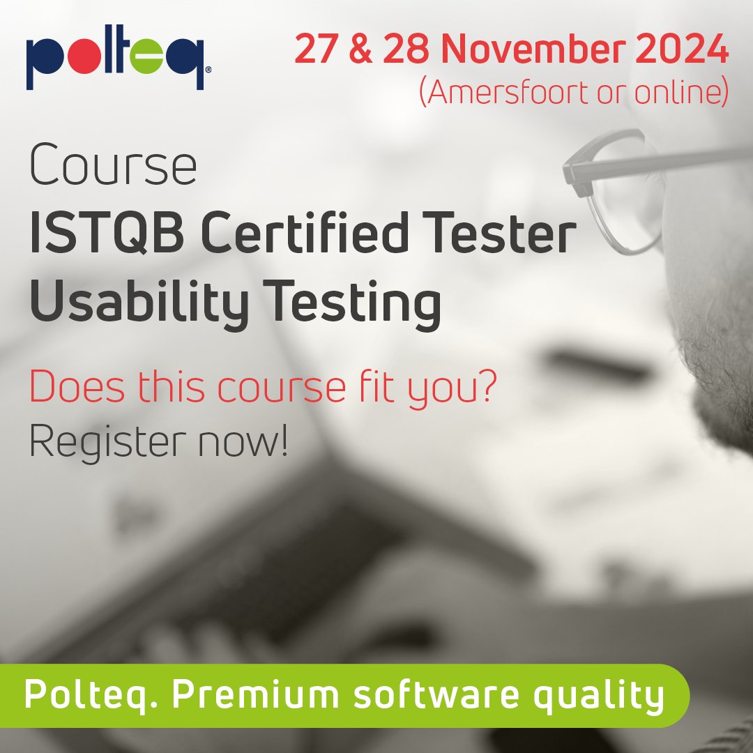 In our 𝗜𝗦𝗧𝗤𝗕® 𝗖𝗲𝗿𝘁𝗶𝗳𝗶𝗲𝗱 𝗧𝗲𝘀𝘁𝗲𝗿 – 𝗨𝘀𝗮𝗯𝗶𝗹𝗶𝘁𝘆 𝗧𝗲𝘀𝘁𝗶𝗻𝗴 training, you'll learn all about the foundations of usability testing. Curious to know more or ready to sign up? Check out the details on our website: loom.ly/N_38CBI

#Polteq