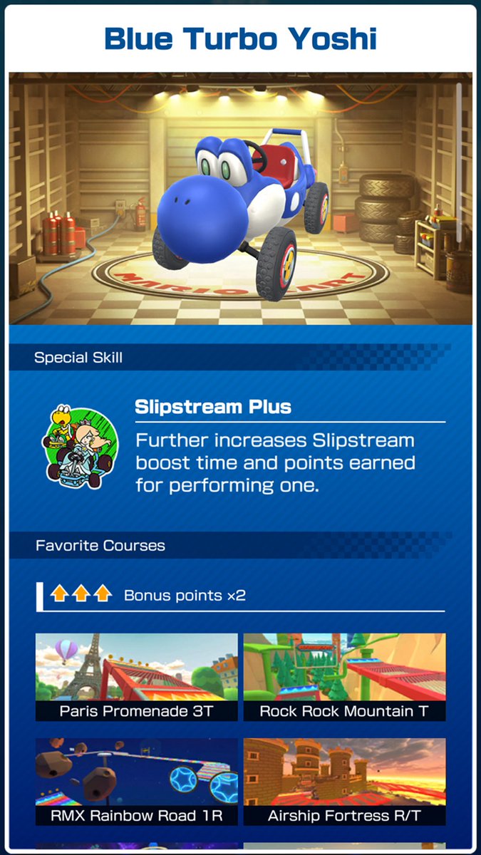 mariokarttourEN's tweet photo. The Blue Yoshi driver is here along with the Blue Turbo Yoshi kart, as a reward for placing high in the ranked cup for the second half of the tour! #MarioKartTour https://t.co/Uh8D5YVskI