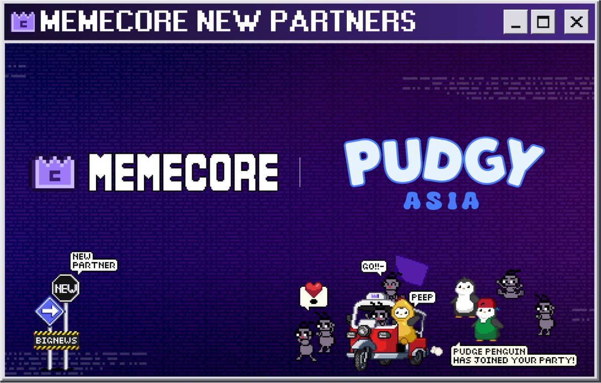 🐜MemeCore X Pudgy Asia🐧

We are excited to announce our partnership with <a href="/PudgyAsia/">Pudgy Asia🐧</a> 

Pudgy Asia is the Asia community of Pudgy Penguins with a reach of 10+ local communities and 1000+ members

As the largest sub-community of Pudgy Penguins, Pudgy Asia provides the most active