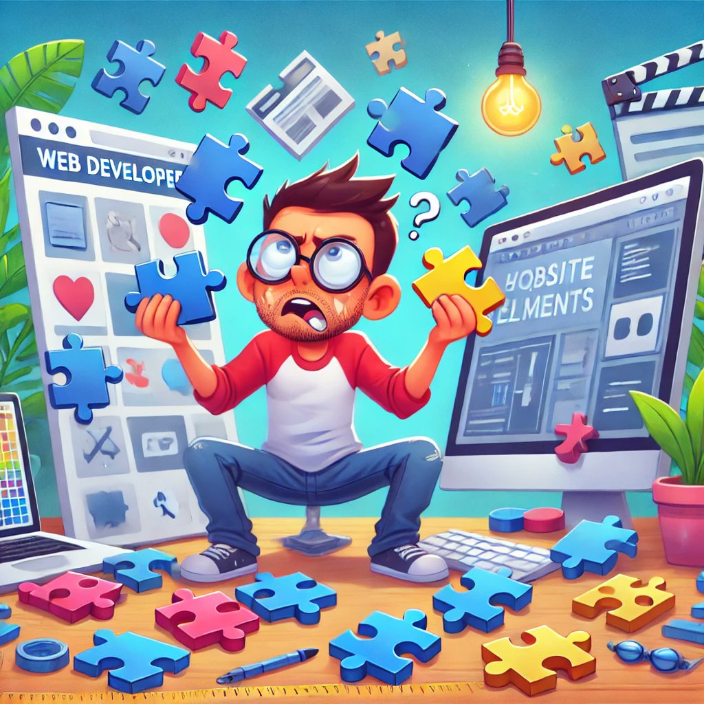 Southpowok's tweet image. When your website feels more like a puzzle than a project! 🧩💻 A web developer's daily struggle—trying to make everything fit perfectly, even when the pieces don't match. But hey, that’s what debugging is for, right? 😅 #WebDevelopmentStruggles #CodingLife #DeveloperProblems