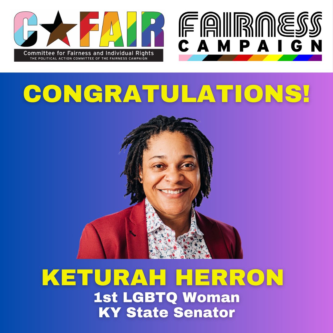 CONGRATULATIONS, <a href="/KeturahHerron/">Sen. Keturah Herron</a>, 1st LGBTQ woman in the KY State Senate!